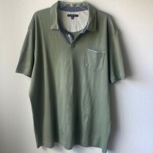 Tahari shirt men's XXL olive green polo style soft